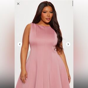 Elegant Pink Midi‎ Sleeveless Dress